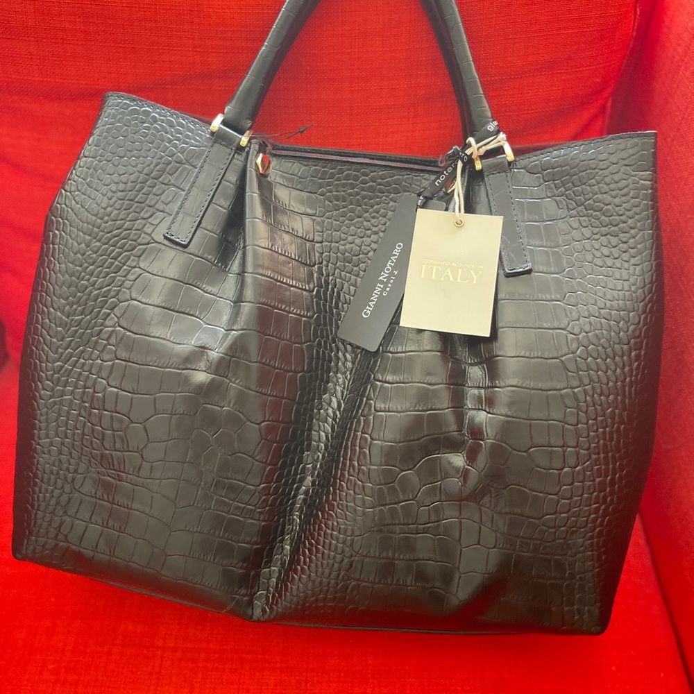 New Black Leather Bag